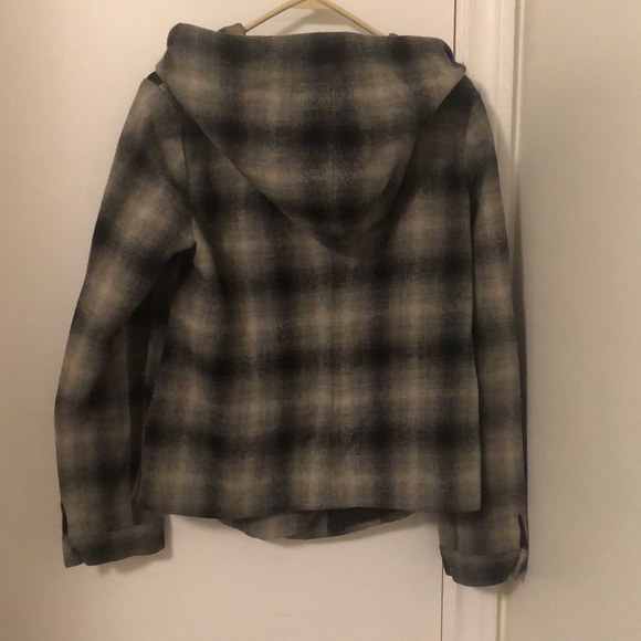 Wool plaid single breasted pea coat - Picture 5 of 8